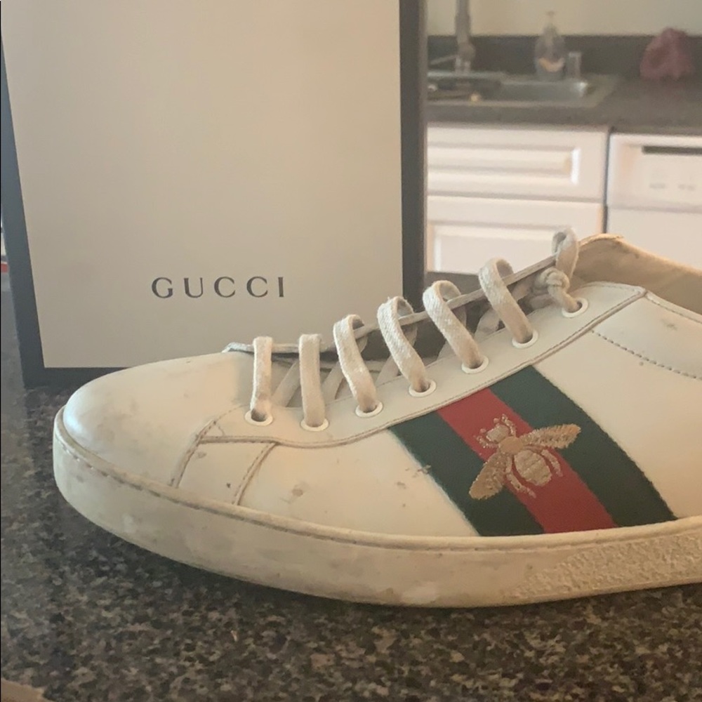 Gucci ace sneakers with embroidered bee size 14.5